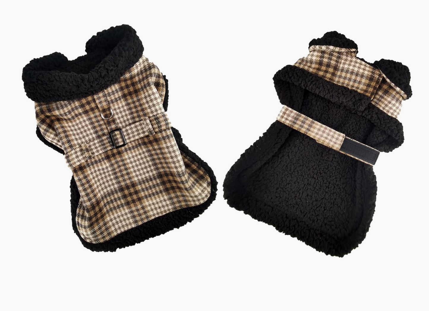 Brown and White Plaid Coat