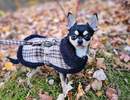Brown and White Plaid Coat