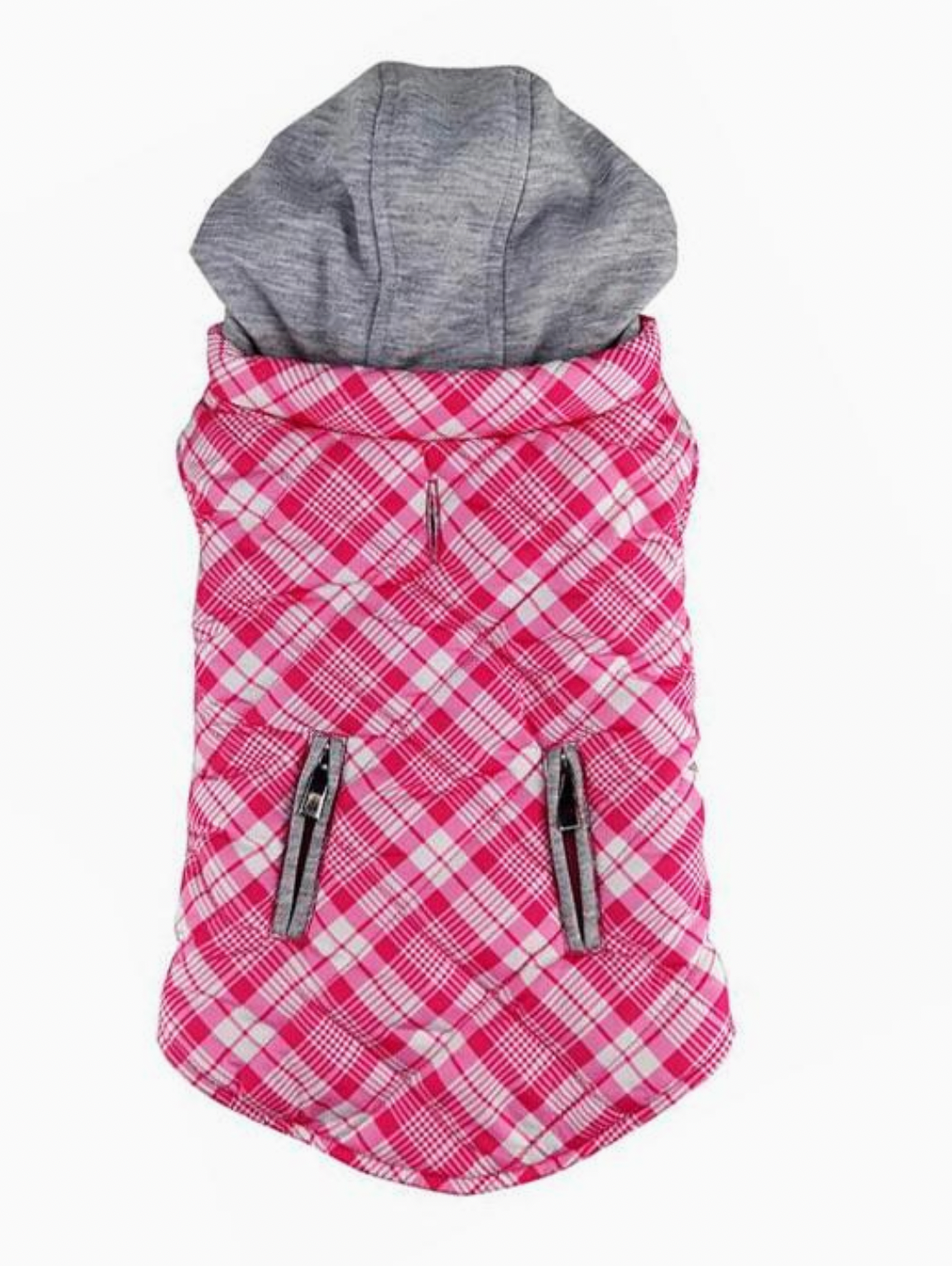 Weekender Dog Sweatshirt Hoodie - Pink & White Plaid
